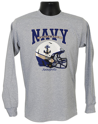 Long Sleeve T Navy Football Helmet SPORT GREY