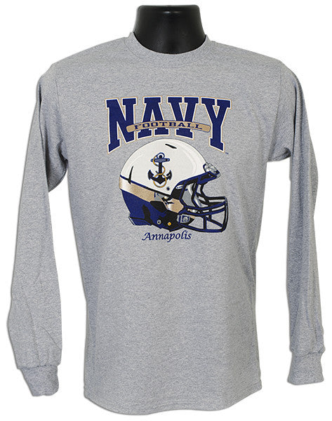 Long Sleeve T Navy Football Helmet SPORT GREY