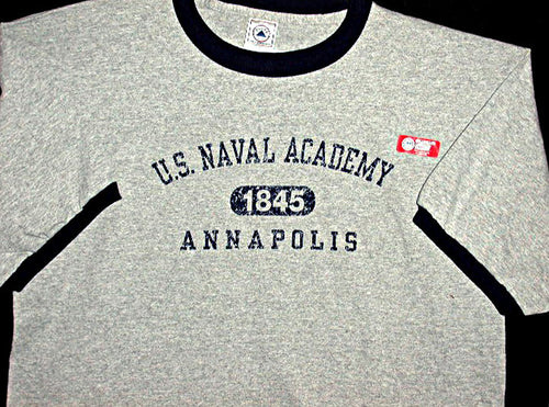 T-Shirt USNA Distressed Grey/Navy Ringer