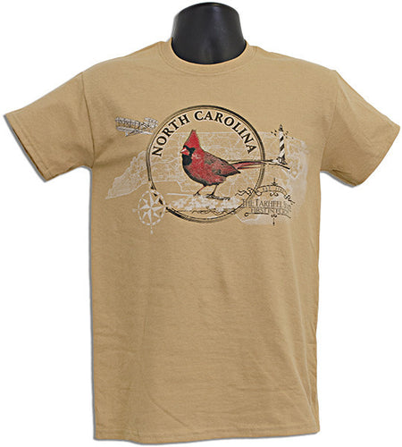 T-Shirt North Carolina Circle Map OLD GOLD