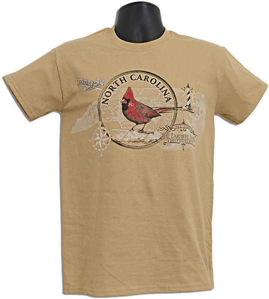 T-Shirt North Carolina Circle Map OLD GOLD