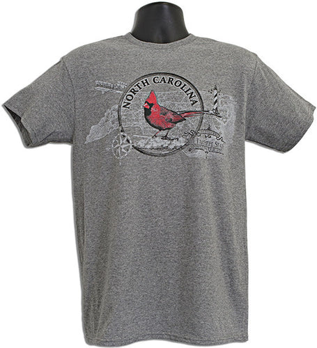 T-Shirt North Carolina Circle Map GRAPHITE HEATHER