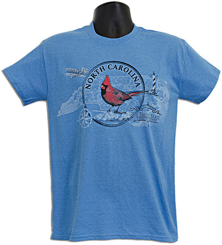 T-Shirt North Carolina Circle Map HEATHER SAPPHIRE