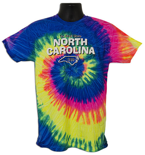 Tie Dye T North Carolina NEON RAINBOW