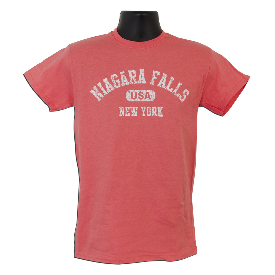 TSNF01C T-Shirt Niagara Falls USA Distressed CORAL SILK