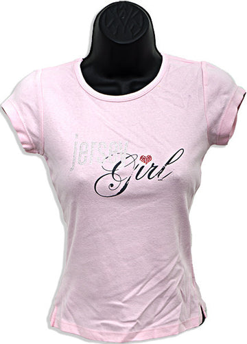 Junior Top - Jersery Girl Rhinestone with Heart PINK