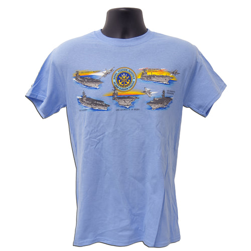 T-Shirt Naval Station Seal with Aircraft Carriers Car BLUE