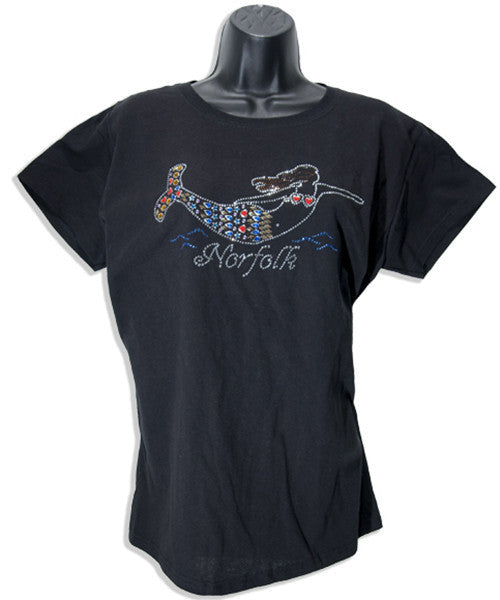 Ladies T Rhinestone Mermaid Norfolk - BLACK