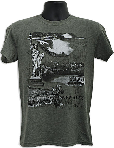 T-Shirt - New York State Scroll HEATHER MILITARY