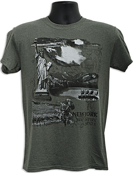 T-Shirt - New York State Scroll HEATHER MILITARY