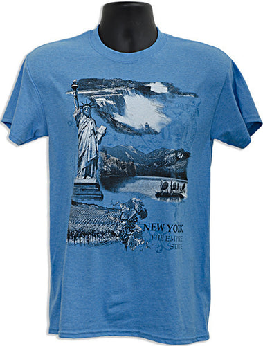 T-Shirt - New York State Scroll HEATHER SAPPHIRE
