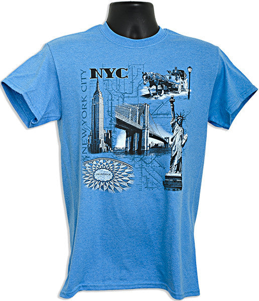 T-Shirt - NYC Montage HEATHER SAPPHIRE