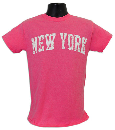 T-Shirt New York Arch Distress SAFETY PINK