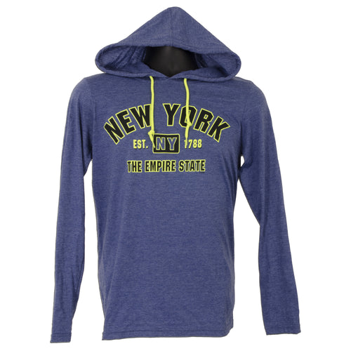 TSNY19B Long Sleeved Hooded T-Shirt New York BLUE HEATHER