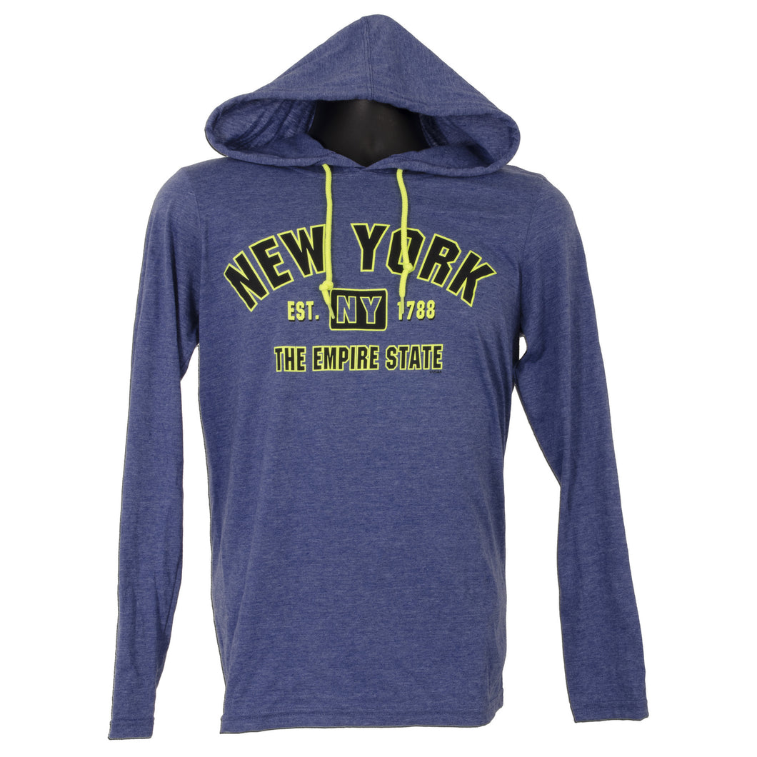 TSNY19B Long Sleeved Hooded T-Shirt New York BLUE HEATHER