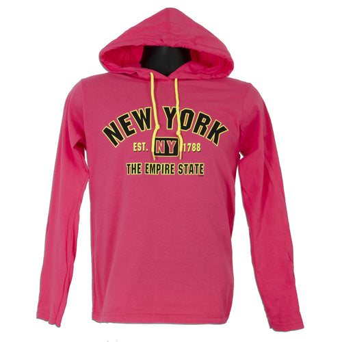 TSNY19H Long-Sleeve Hooded T - New York HOT PINK