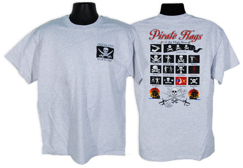 T-Shirt 100% Ocean City Pirate Flag Ash