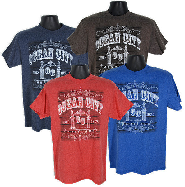 T-Shirt Ocean City Vintage Boardwalk HEATHERS ASST