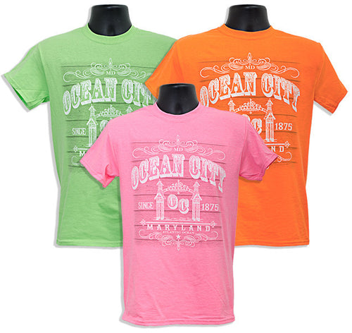 T-Shirt Ocean City Vintage Boardwalk SAFETY COLORS