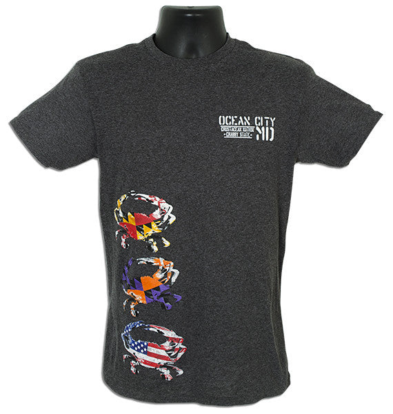 T-Shirt 3-Crab Stack Ocean City CHARCOAL HEATHER