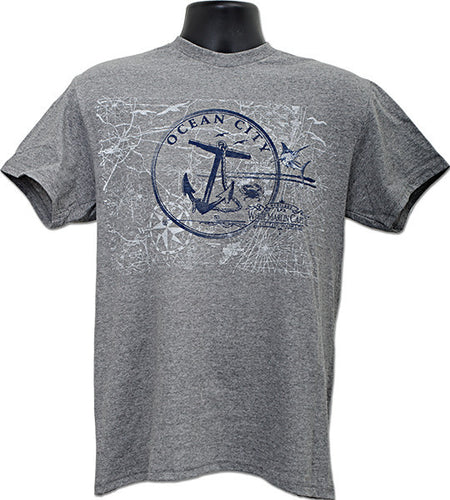 T-Shirt Ocean City Anchor Circle GRAPHITE HEATHER