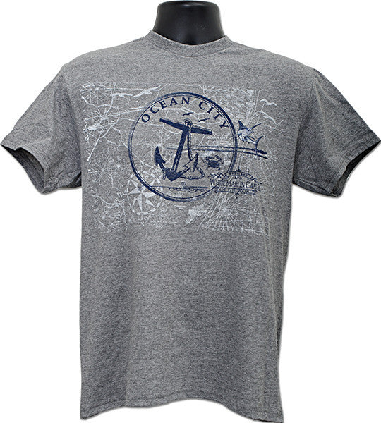 T-Shirt Ocean City Anchor Circle GRAPHITE HEATHER