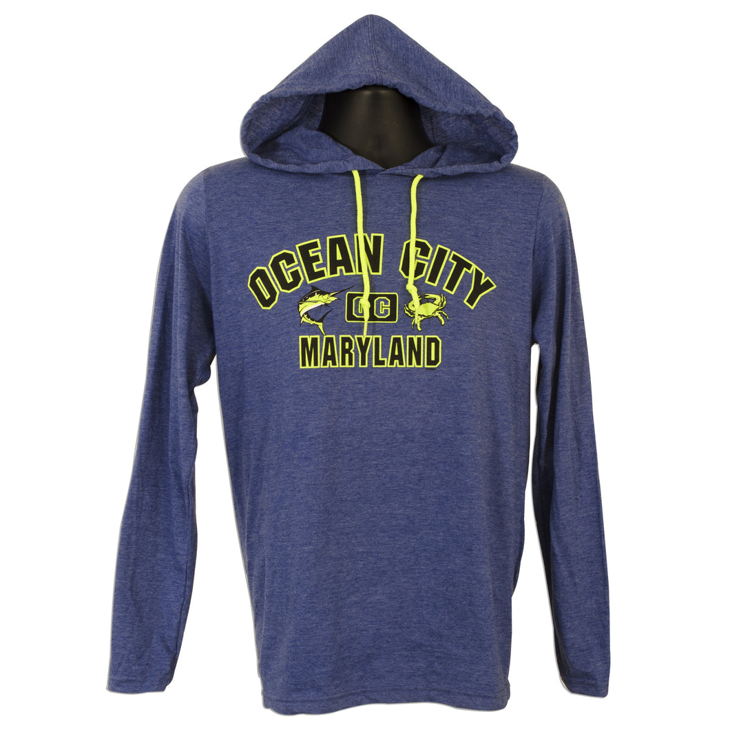 Long-Sleeve Hooded T - Ocean City BLUE HEATHER