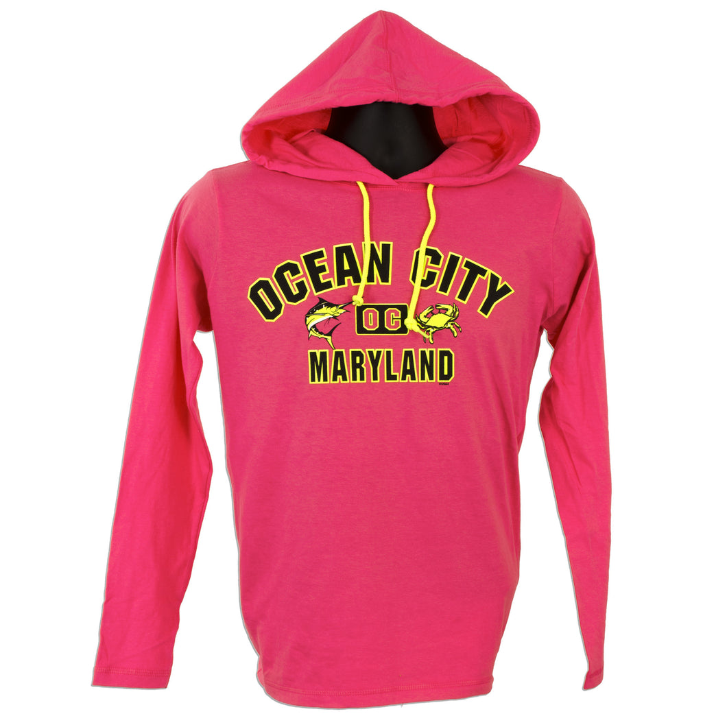 Long-Sleeve Hooded T - Ocean City HOT PINK XX