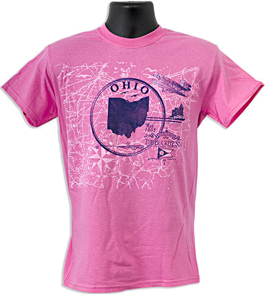 T-Shirt Ohio Map CORAL SILK