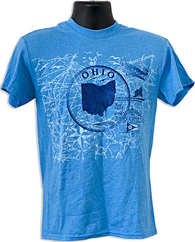 T-Shirt Ohio Map HEATHER SAPPHIRE