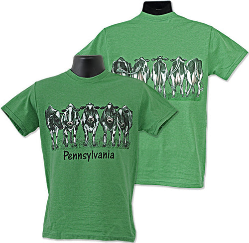 T-Shirt PA 2-Sided Cows GREEN HEATHER