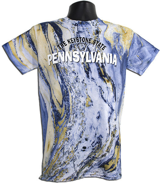 Tie Dye T-Shirt Pennsylvania MARBLE NAVY/GOLD