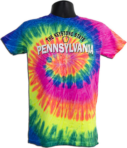 Tie Dye T-Shirt Pennsylvania NEON RAINBOW