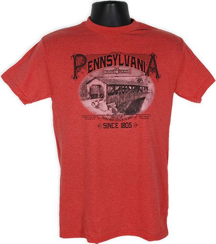 T-Shirt PA Covered Bridge RED HEATHER