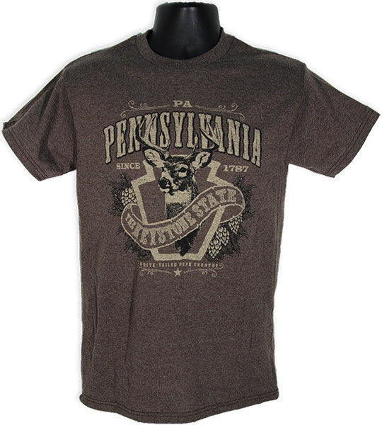 T-Shirt PA Keystone Deer BROWN HEATHER