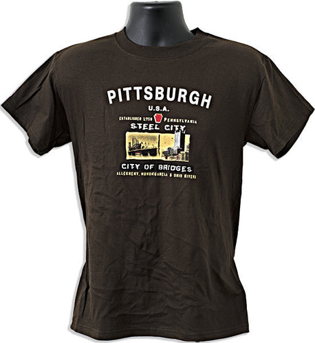 T-Shirt Pittsburgh USA City of Bridges CHOCOLATE