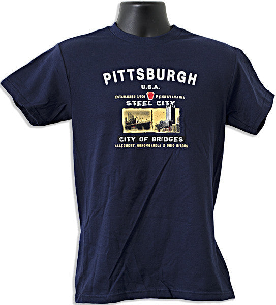 T-Shirt Pittsburgh USA City of Bridges NAVY