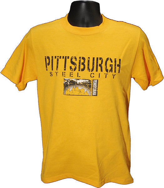 T-Shirt Pittsburgh Stencil GOLD