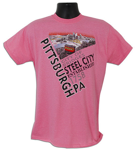 T-Shirt Pittsburgh Diagonal SAFETY PINK