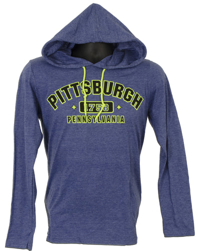 LONG SLEEVE HOODED T-SHIRT PITTSBURGH 1758 HEATHER BLUE