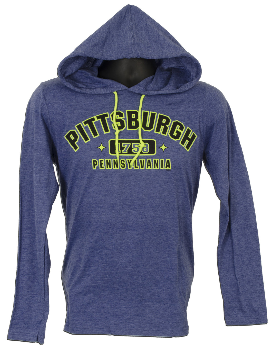 LONG SLEEVE HOODED T-SHIRT PITTSBURGH 1758 HEATHER BLUE