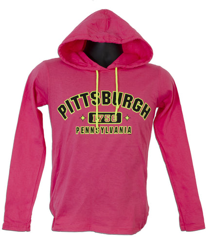 TSPG20H Long Sleeve Hooded T-Shirt Pittsburgh 1758 Hot Pink Color