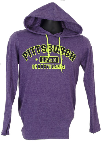 TSPG20H Long Sleeve Hooded T-Shirt Pittsburgh 1758 Heather Purple