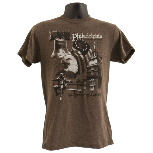 TSPH01B T-Shirt Philadelphia Scroll Heather BROWN