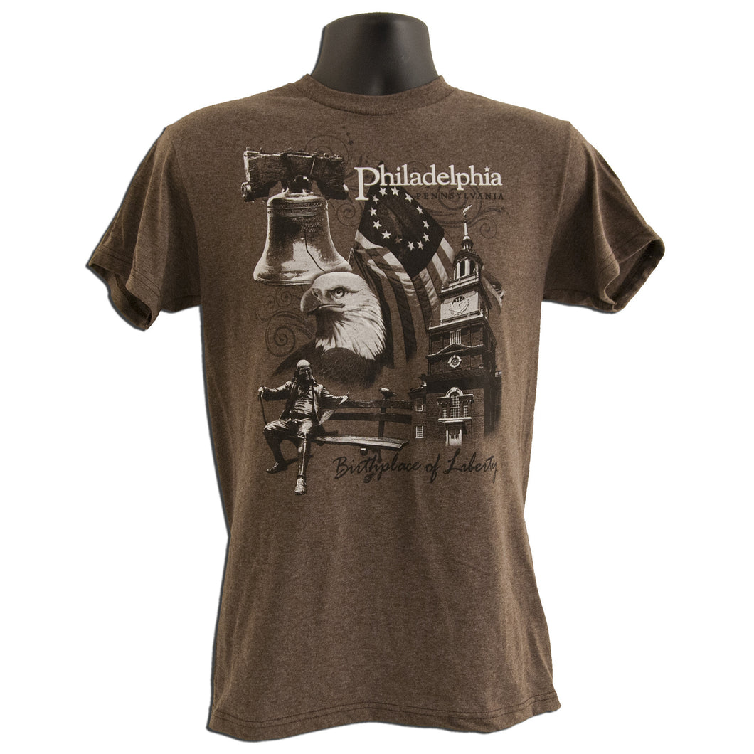 TSPH01B T-Shirt Philadelphia Scroll Heather BROWN