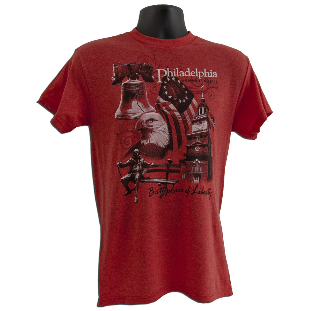 TSPH01R T-Shirt Philadelphia Scroll Heather RED