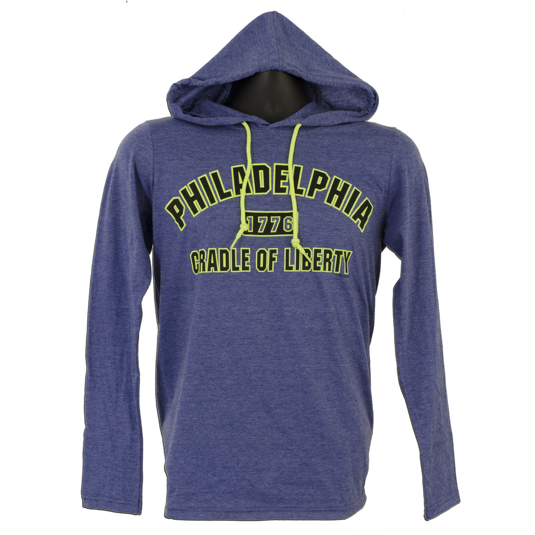 TSPH11B Long Sleeve Hood T-Shirt Philadelphia HEATHER BLUE