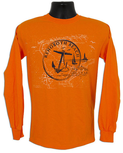 Long SleeveT Rehoboth Beach Anchor SAFETY ORANGE
