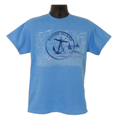 TSRI01H T-Shirt - Rhode Island Circle Map HEATHER SAPPHIRE
