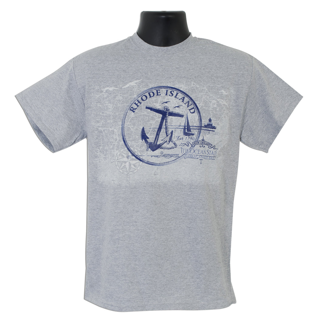 TSRI01S T-Shirt - Rhode Island Circle Map SPORT GREY